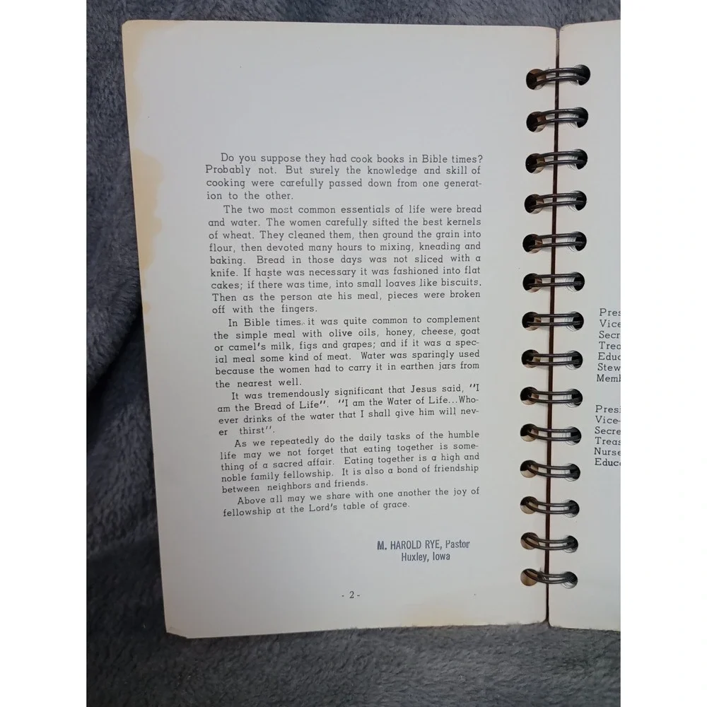 Fjeldberg Lutheran Church Cookbook 1965 Huxley, Iowa Spiral Vintage Recipe Local